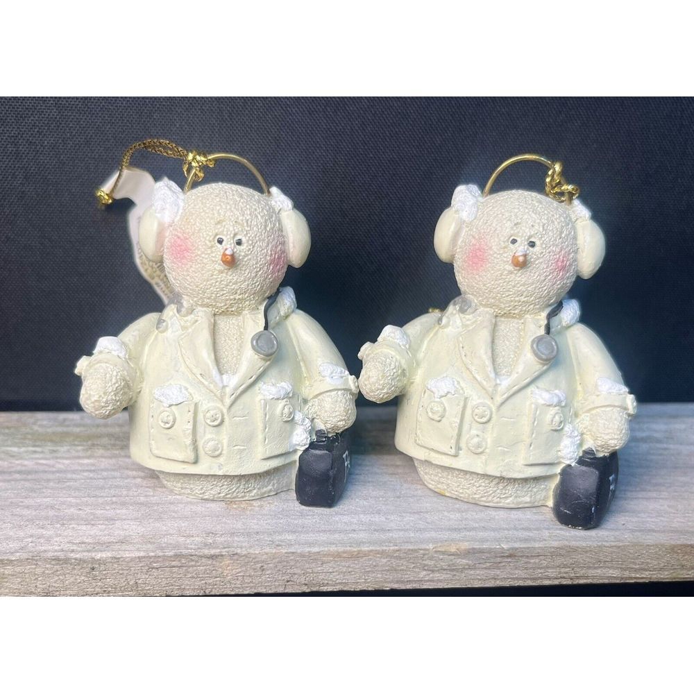 Vintage Lot Of 2 Snowberry Doctor Christmas Ornament‎ / Encore New